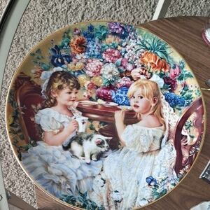 Floral Ceramic Plate with Children Design